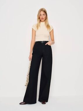 Reformation Cary High Rise Slouchy Wide Leg Jean 23 Black
